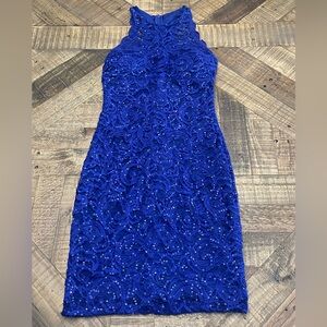 Sequin Hearts Royal Blue Lace Dress